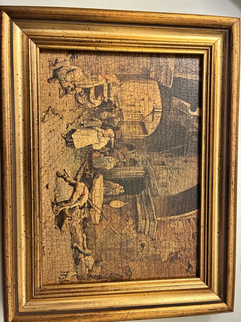 1845 - 1907 Vintage Gold Framed Village Scene Painting - Picture 6 of 12
